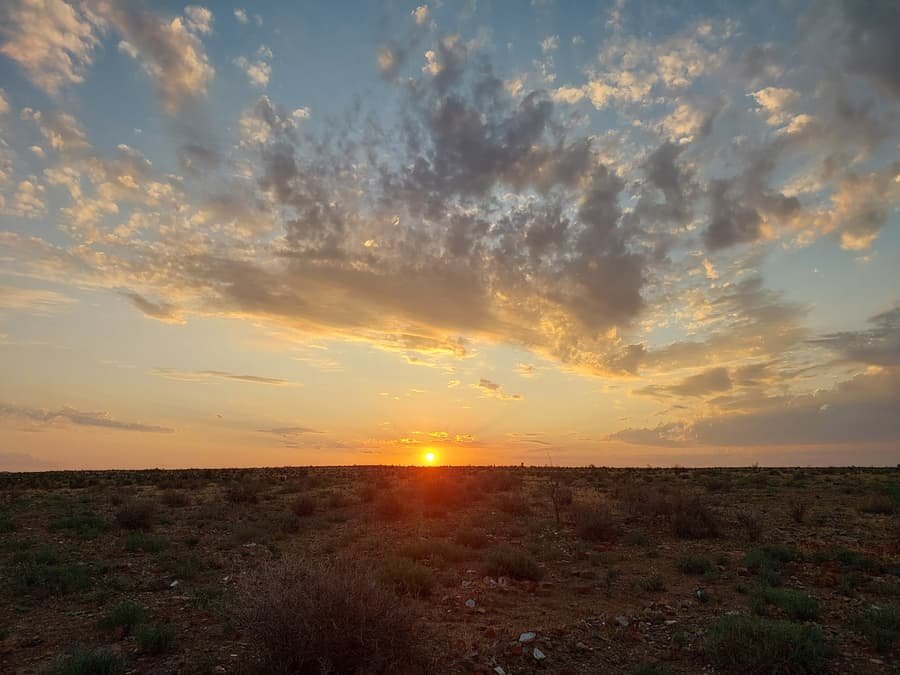 Sunset over the Karoo veld at Hartsrust